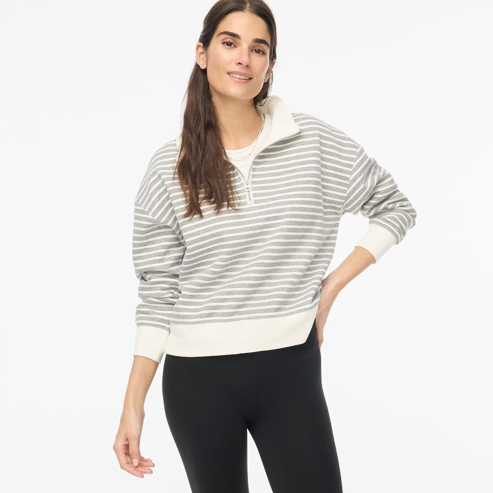 J.Crew Striped Half-zip Sweatshirt